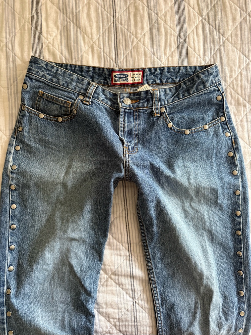 Y2k Low-rise Old Navy Light Blue Stud-Trim Boot Cut Jeans
